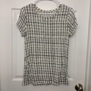 Women’s Black/White Patterned Dress Shirt, Business Casual, Size S